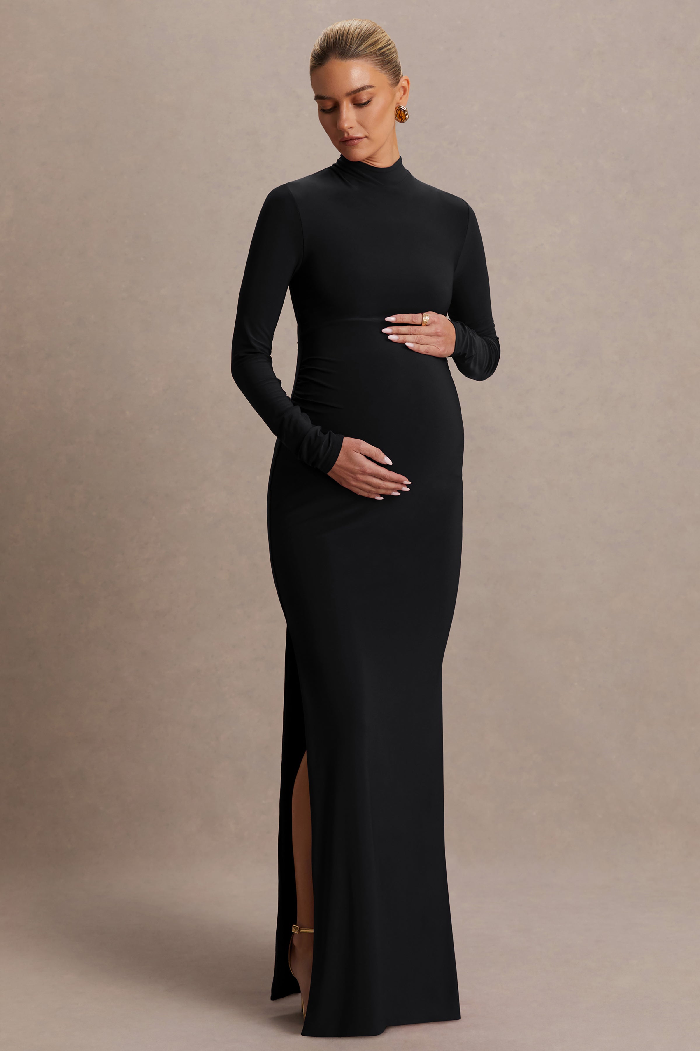 long sleeve maternity dress Alejandra on style and relaxed Color:Indigo Hand Dye Dress To Impress Deluxe 20250730-SHOES