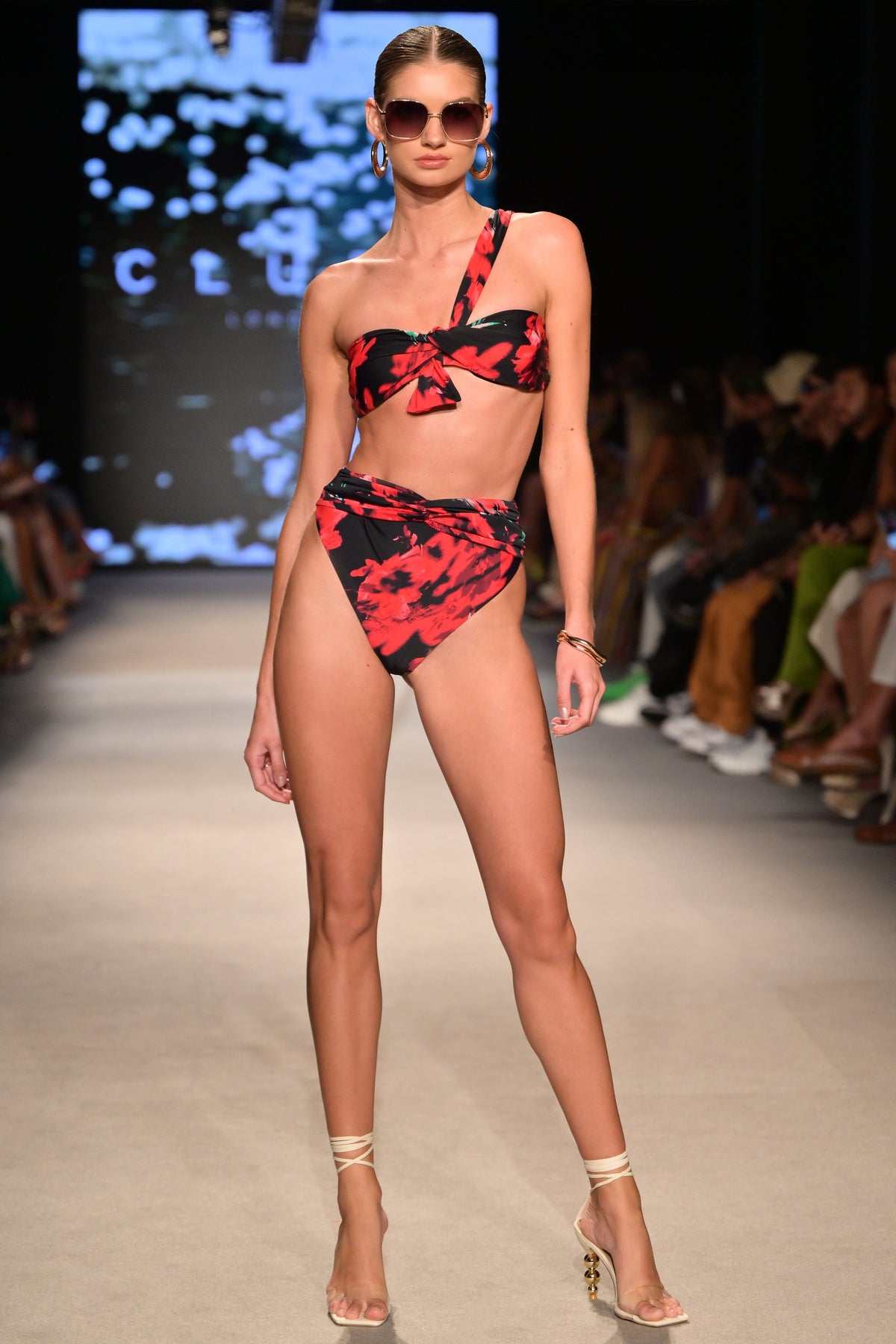 High Tide | Bas de bikini multi-colour taille haute avec noeud sur le devant