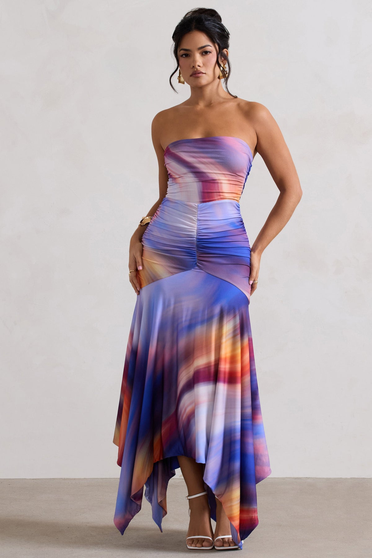 Florianne | Robe longue bleu ombré et encolure bandeau