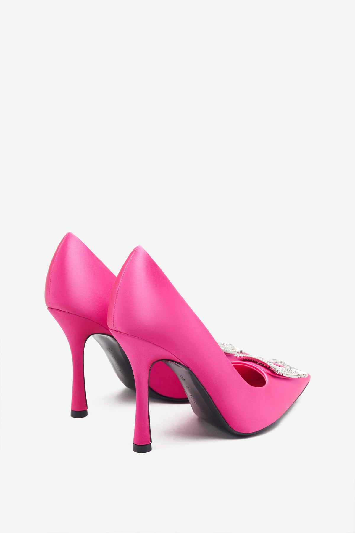 Lawless | Escarpins rose fushia à bout pointu et broche en diamants
