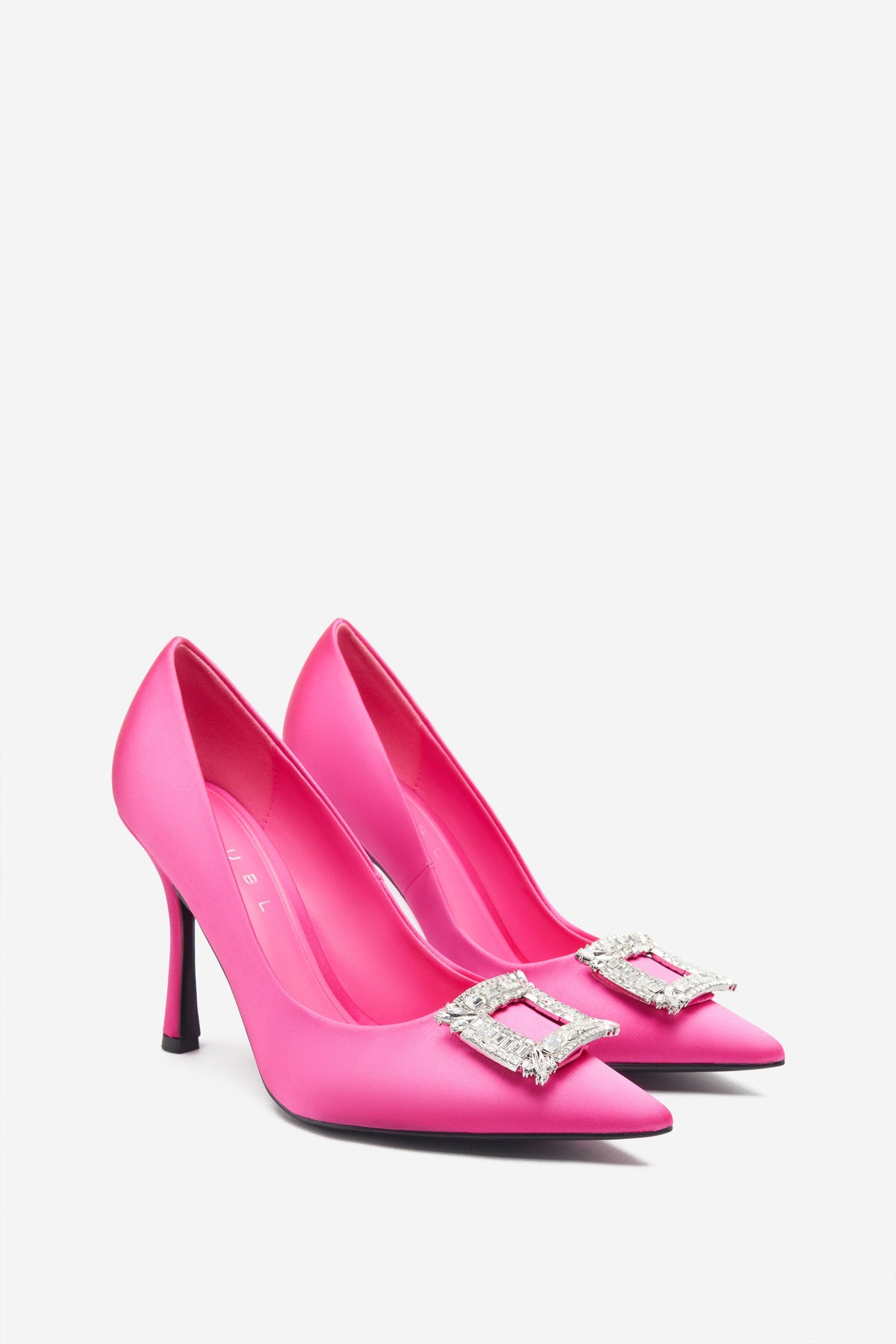 Lawless | Escarpins rose fushia à bout pointu et broche en diamants