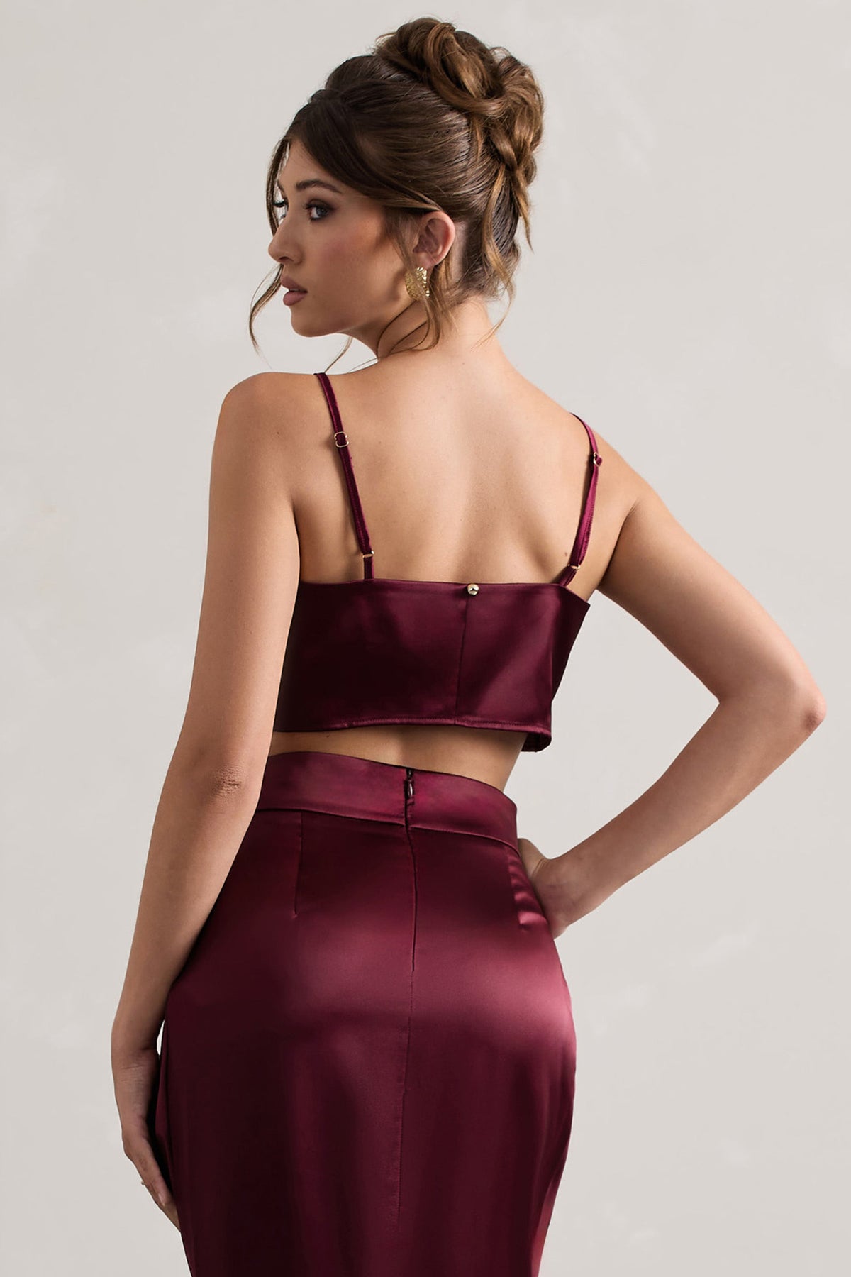 Fawn | Crop top en satin couleur prune