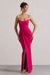 Brigitte | Robe longue portefeuille avec corset sans bretelles rose vif