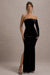 Sandrine | Robe longue en velours noir à une manche