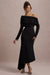 Lou | Robe longue noire asymétrique à une épaule
