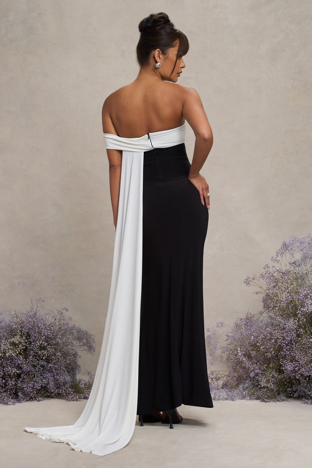 Legacy | Robe Maxi de Maternité Bardot Bicolore à Fente avec Drapé