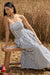 Maisy | Robe longue vichy noir et blanc  sans bretelles