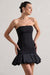 Liscia | Mini-robe bandeau noire avec bordure à volants