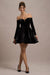 Ottie | Mini-Robe Patineuse Bardot en Velours Noir