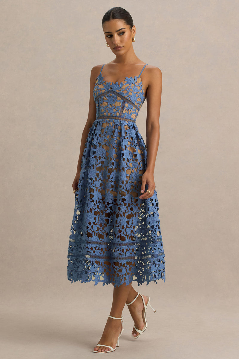 Robe Mi-longue Alex Evenings Bleue Pailletée - Taille 10 - Neuf Avec étiquettes