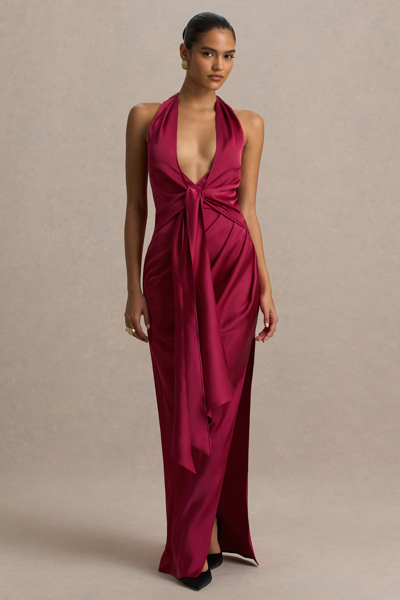 Robe Longue En Satin Asymetrique Et Bustier Or main image 0