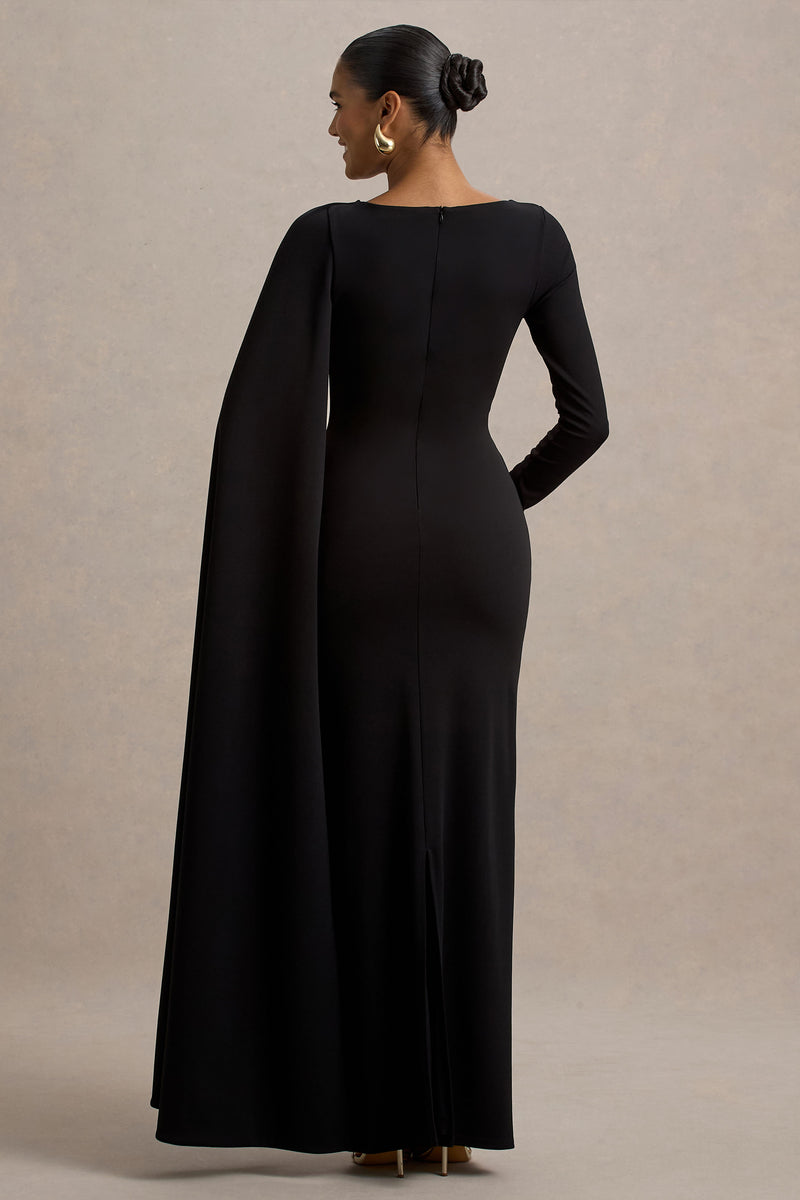Robe noire française taille haute en coton uni sans manches