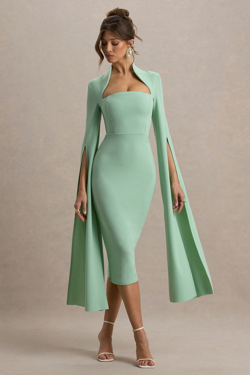Robe longue femme vert clair en maille