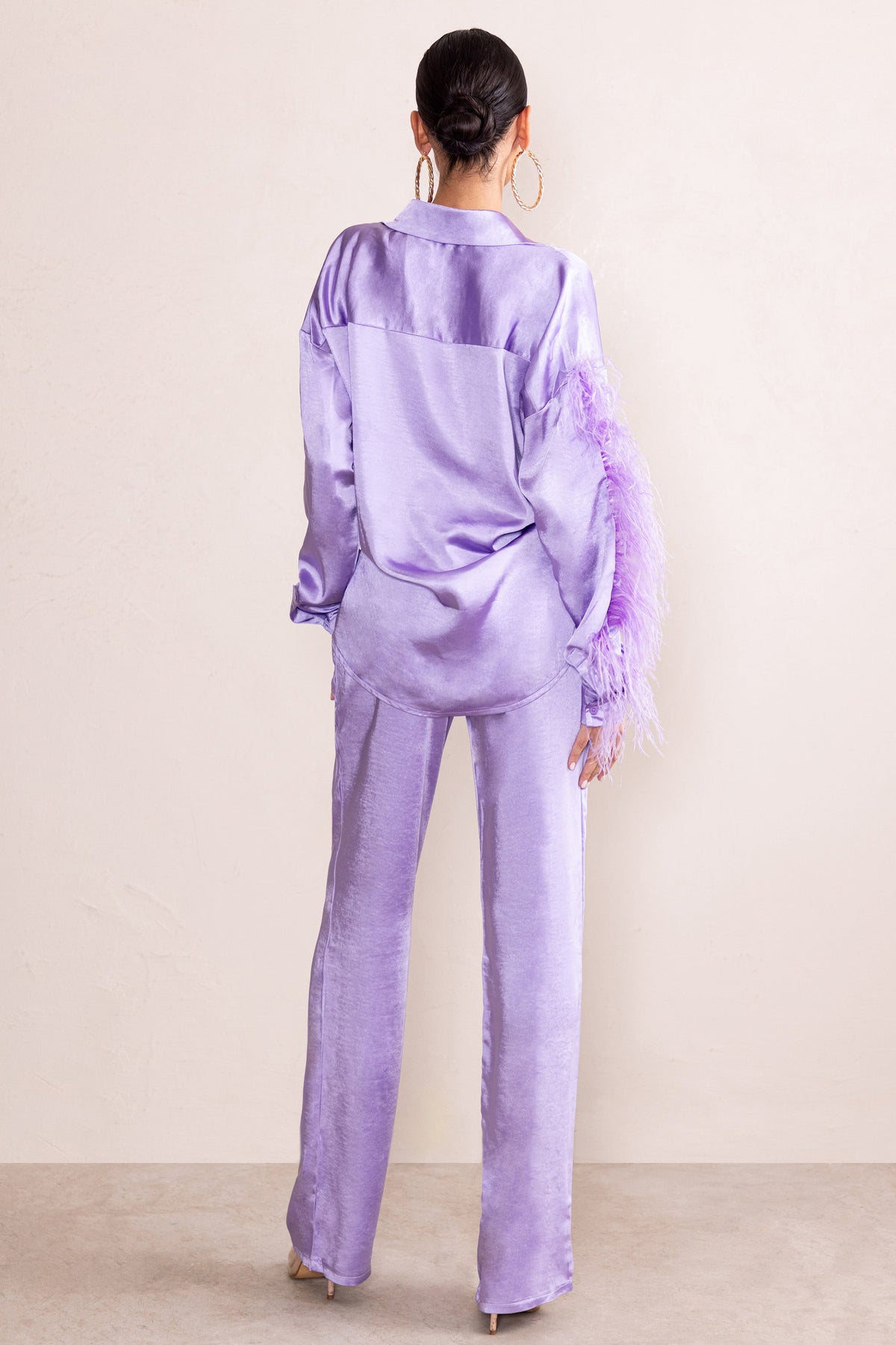 Evening Memories | Pantalon large en satin lila
