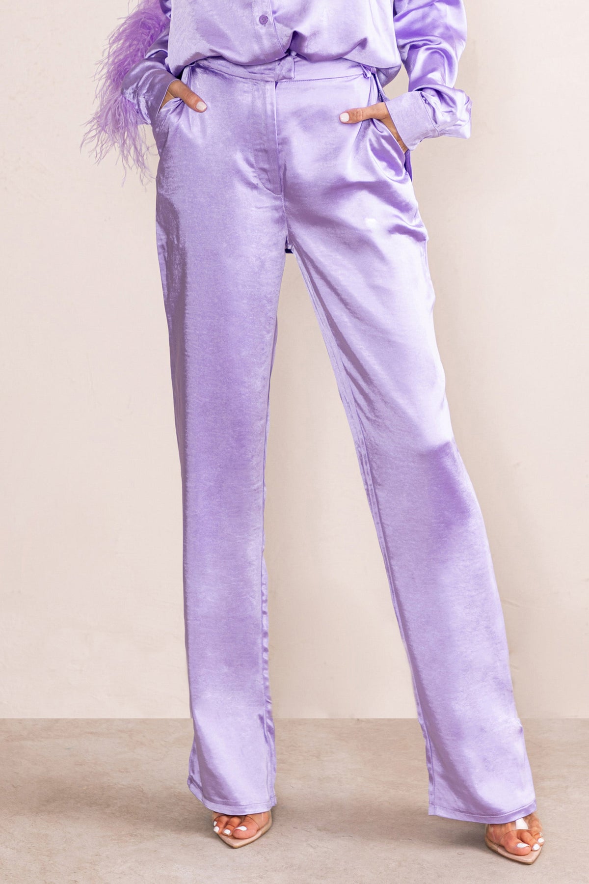 Evening Memories | Pantalon large en satin lila