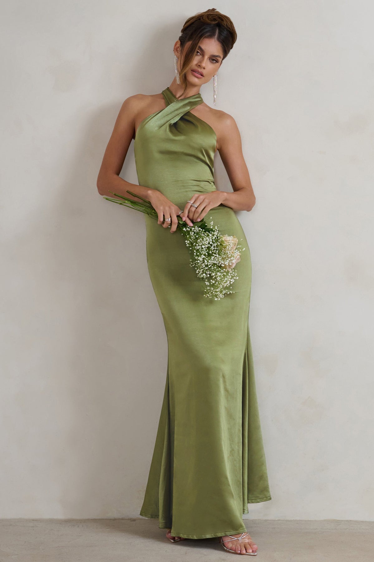 Robe longue vert discount olive