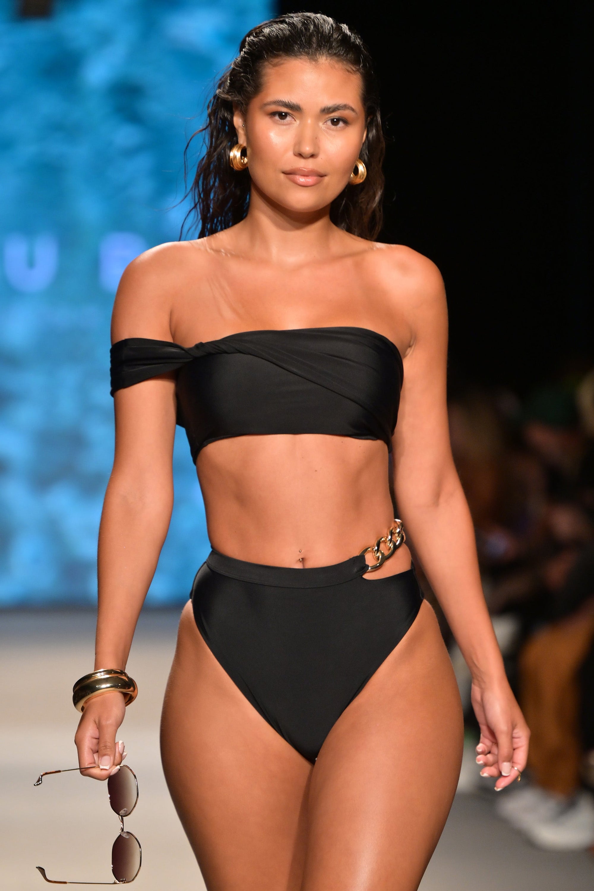 Dusk | Haut de bikini noir bandeau drapé