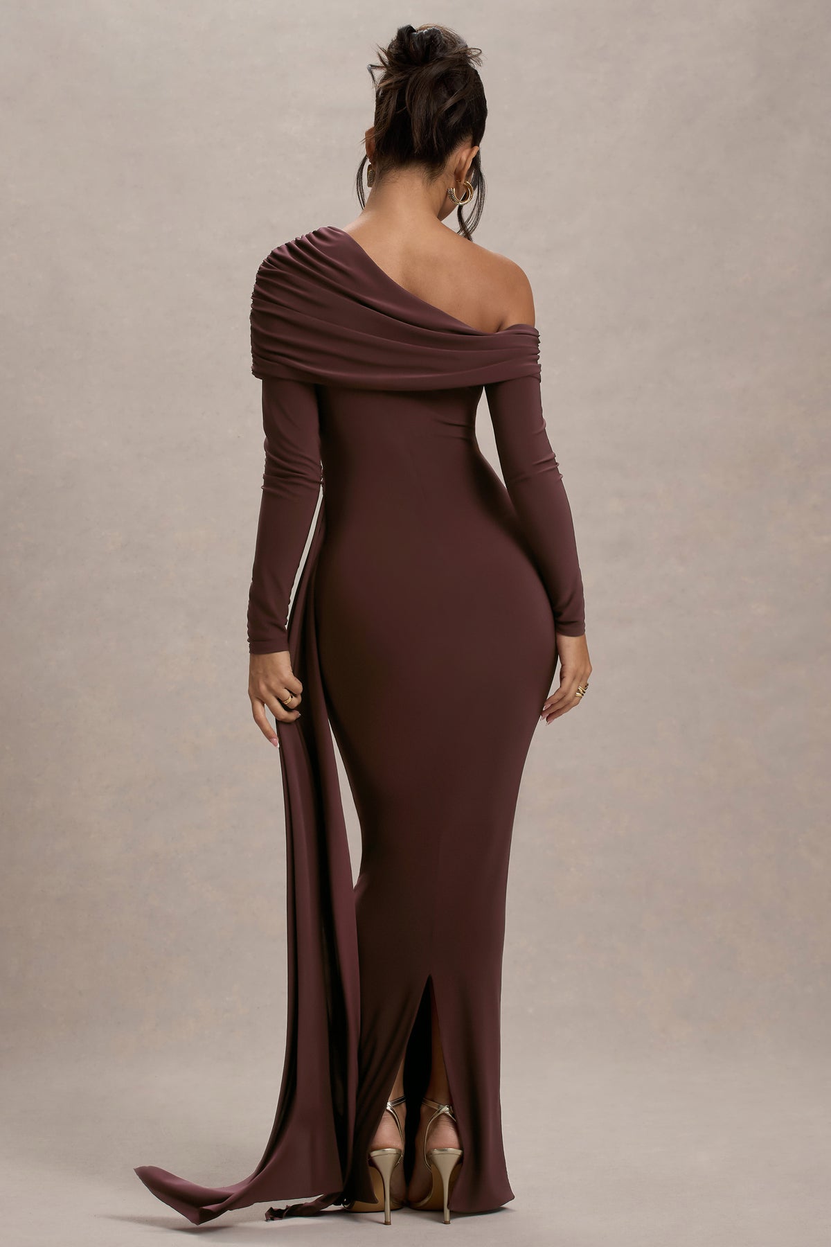 HR_CL135173022_Valina | Brown Ruched Asymmetric Maxi Dress With Drape_07.jpg