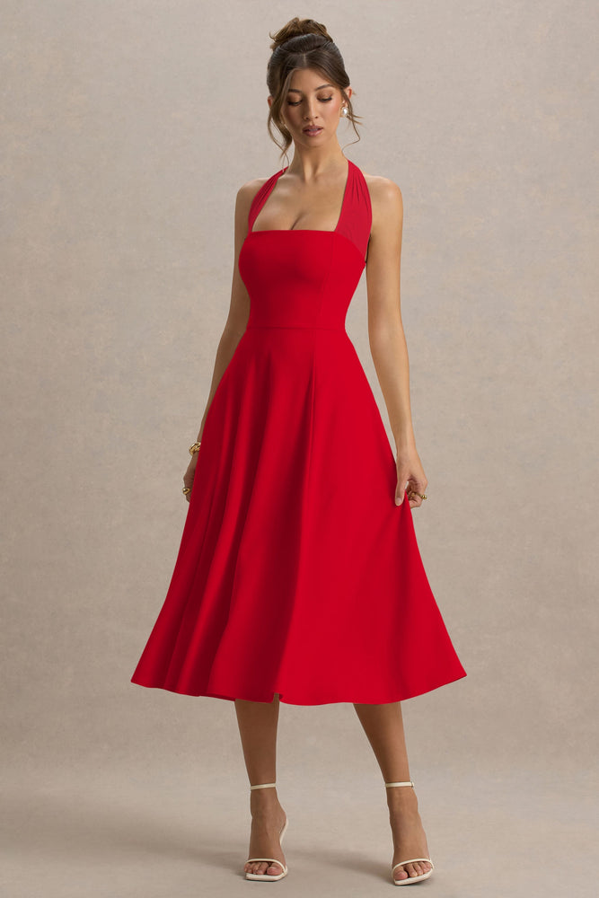 Robe Patineuse Topshop Dos Ouvert En Rouge - Taille UK 12/14, Neuve Avec étiquettes