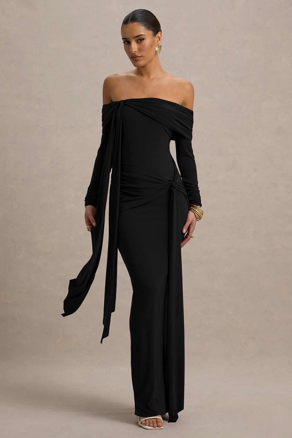 ECM_HR_CL136156001 - Jovie Black Bardot Wrap Maxi Dress With Sash Detail 01-HS-.jpg