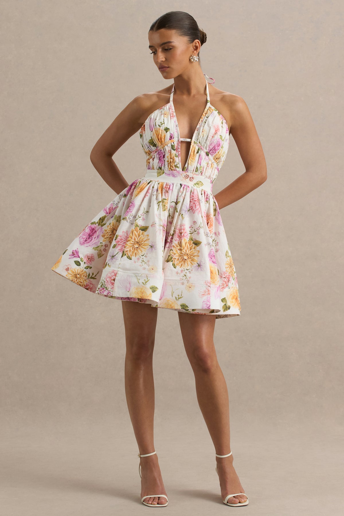 HR_CL136185266 - Kasey _ Cream Floral Print Halter-Neck Mini Dress With Ruffle Detail 8.jpg