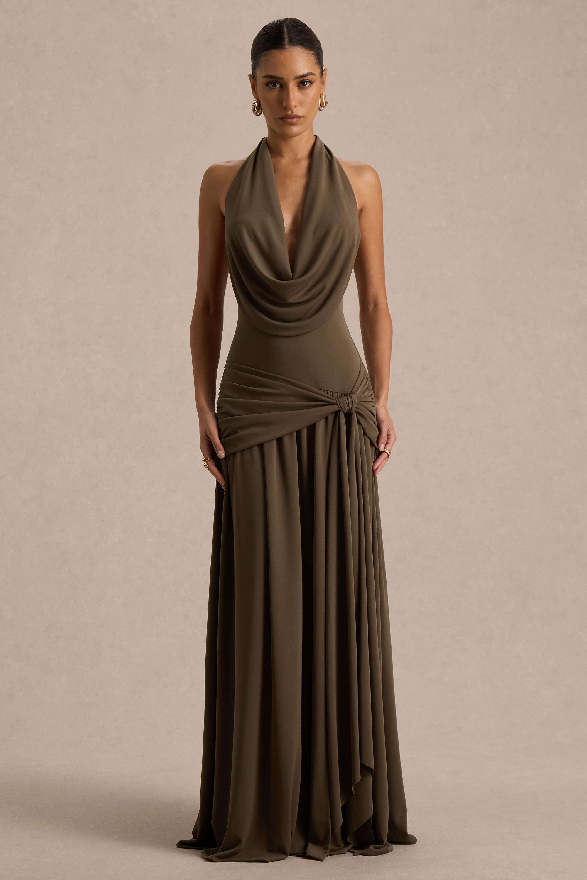 HR_CL136251031 - Mist Olive Plunge-Neck Split Maxi Dress 02.jpg