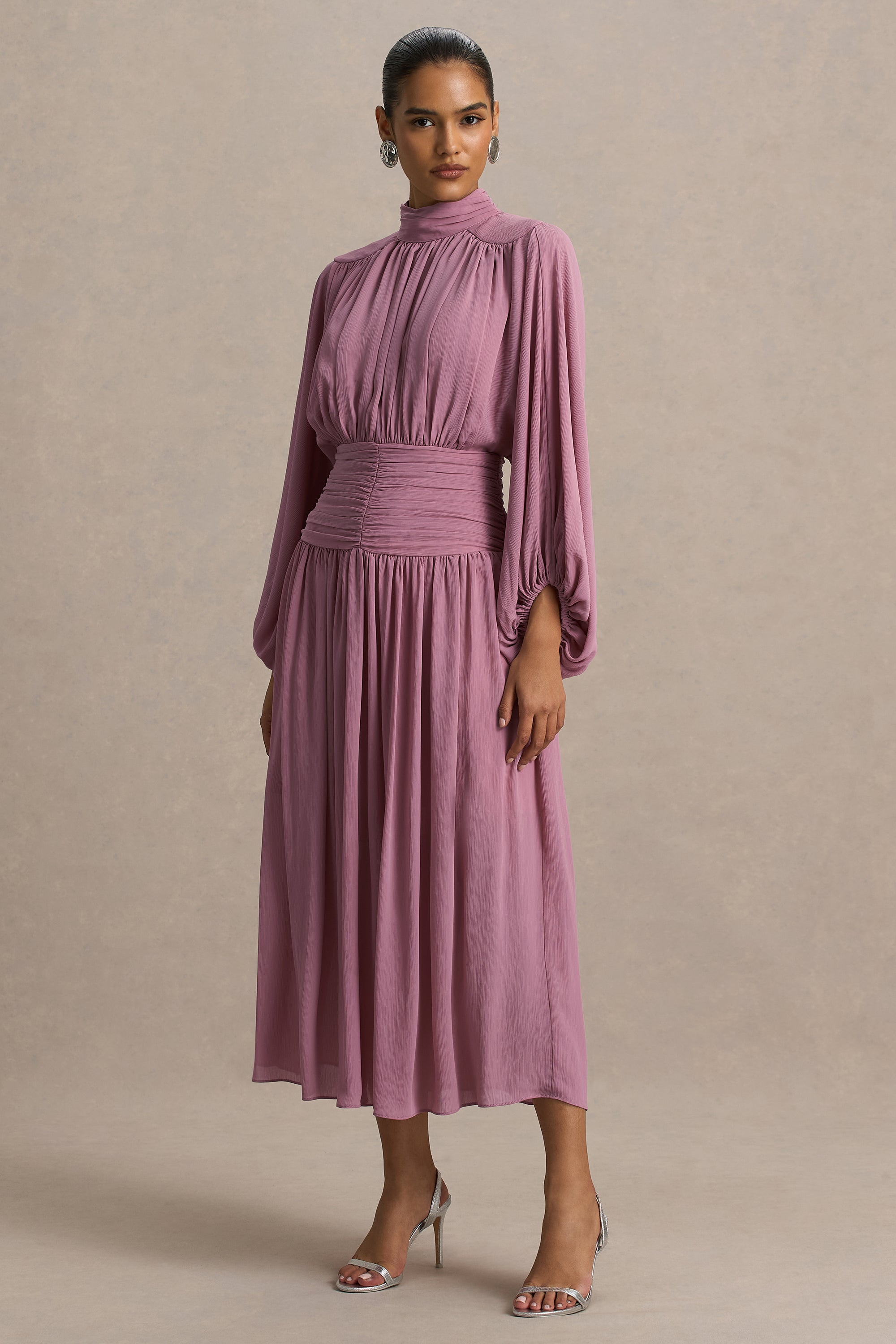 HR_CL136774462 - Annabel Dusty Pink High-Neck Midi Dress With Drop-Waist And Pleated Detailing 02.jpg