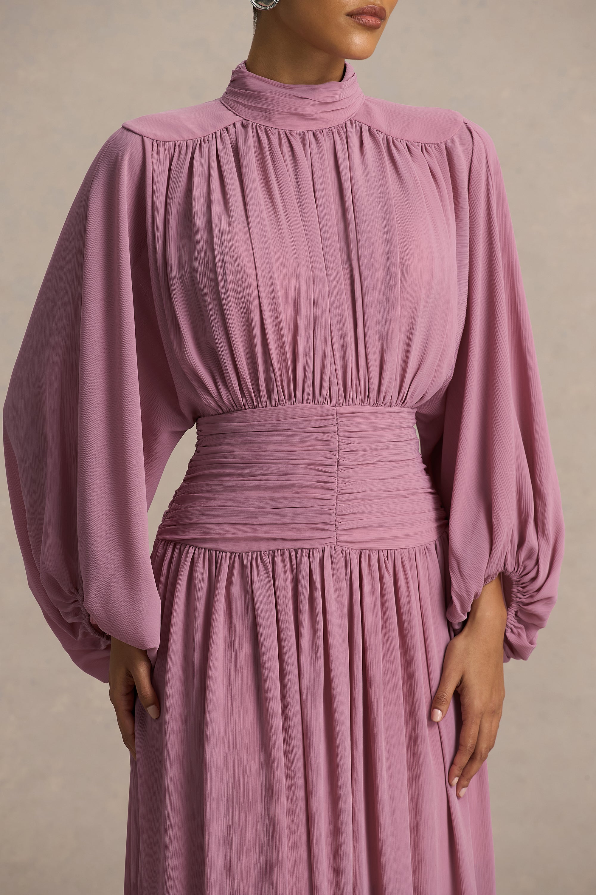 HR_CL136774462 - Annabel Dusty Pink High-Neck Midi Dress With Drop-Waist And Pleated Detailing 03.jpg