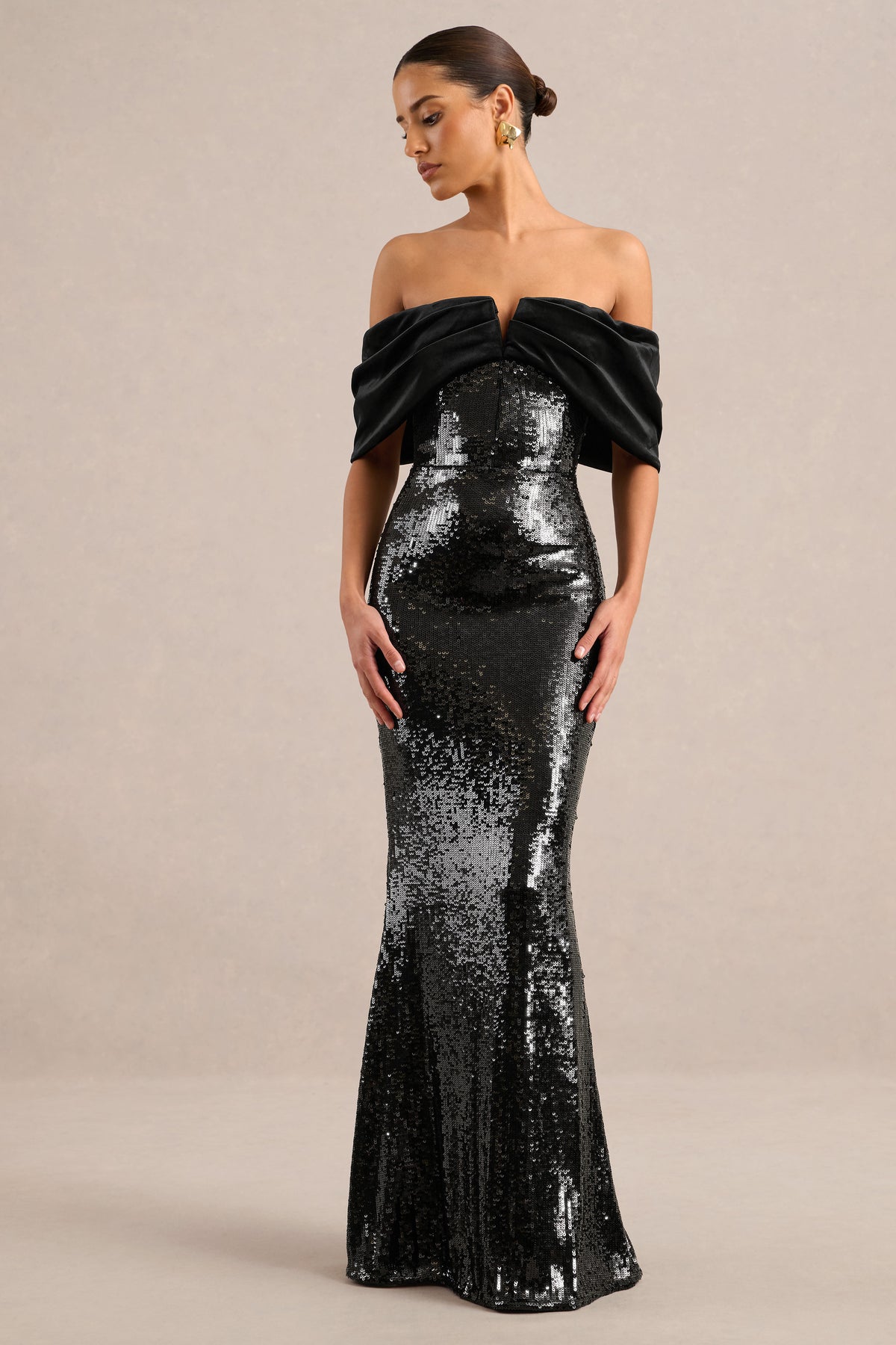 ECM_HR_CL137018002 - Bex _ Black Sequin And Velvet Bardot-Neck Maxi Dress0.jpg