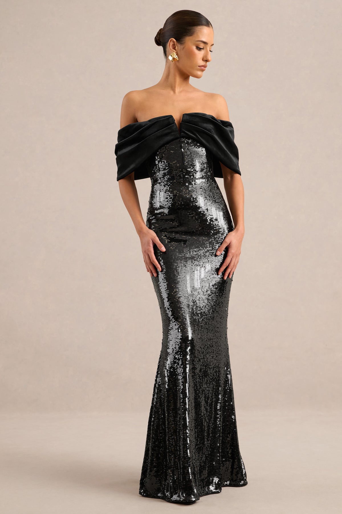ECM_HR_CL137018002 - Bex _ Black Sequin And Velvet Bardot-Neck Maxi Dress1.jpg