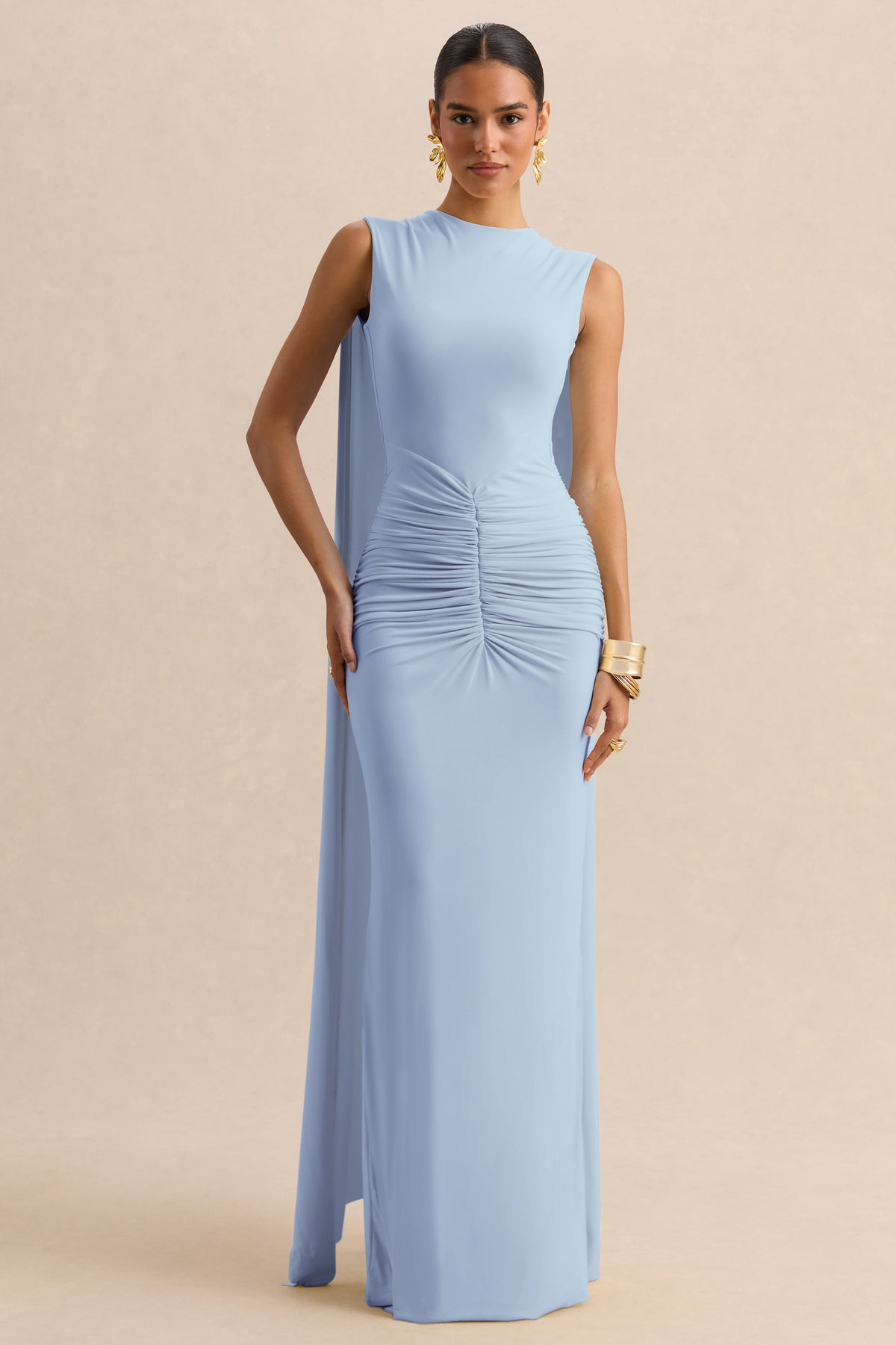 CL137161013 - Premiere | Powder Blue Boat-Neck Maxi Dress With Cape-Sleeves And Open-Back 6.jpg