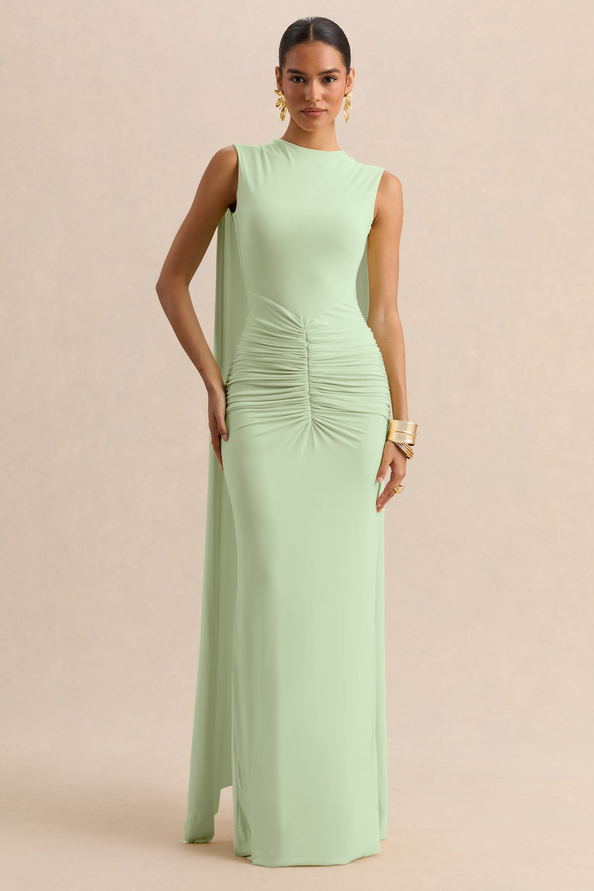 CL137161032 - Premiere | Mint Boat-Neck Maxi Dress With Cape-Sleeves And Open-Back 5.jpg