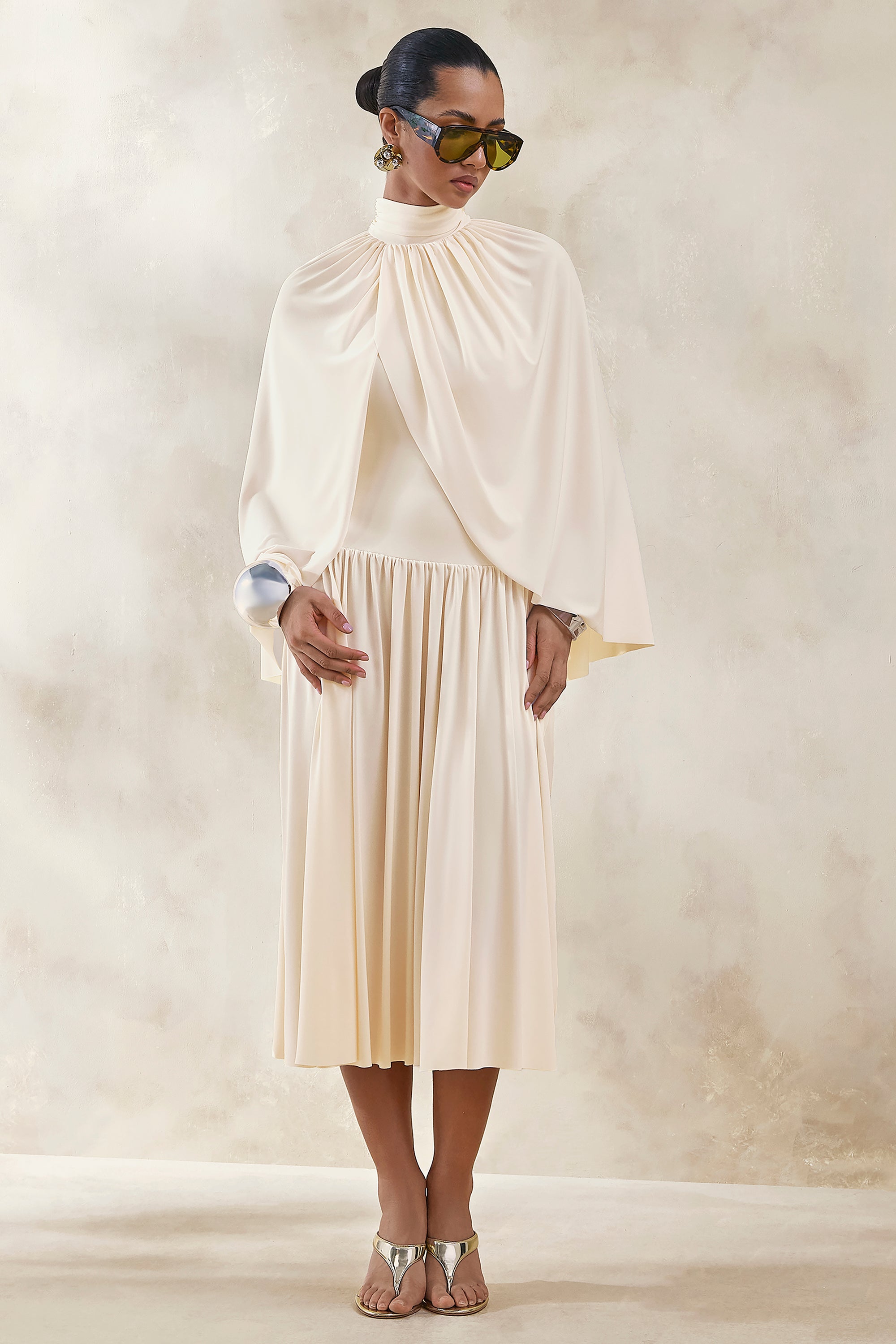 ECM_HR_CL137203111 - Honora _ Cream High-Neck Maxi Dress With Cape-Sleeves 1.jpg