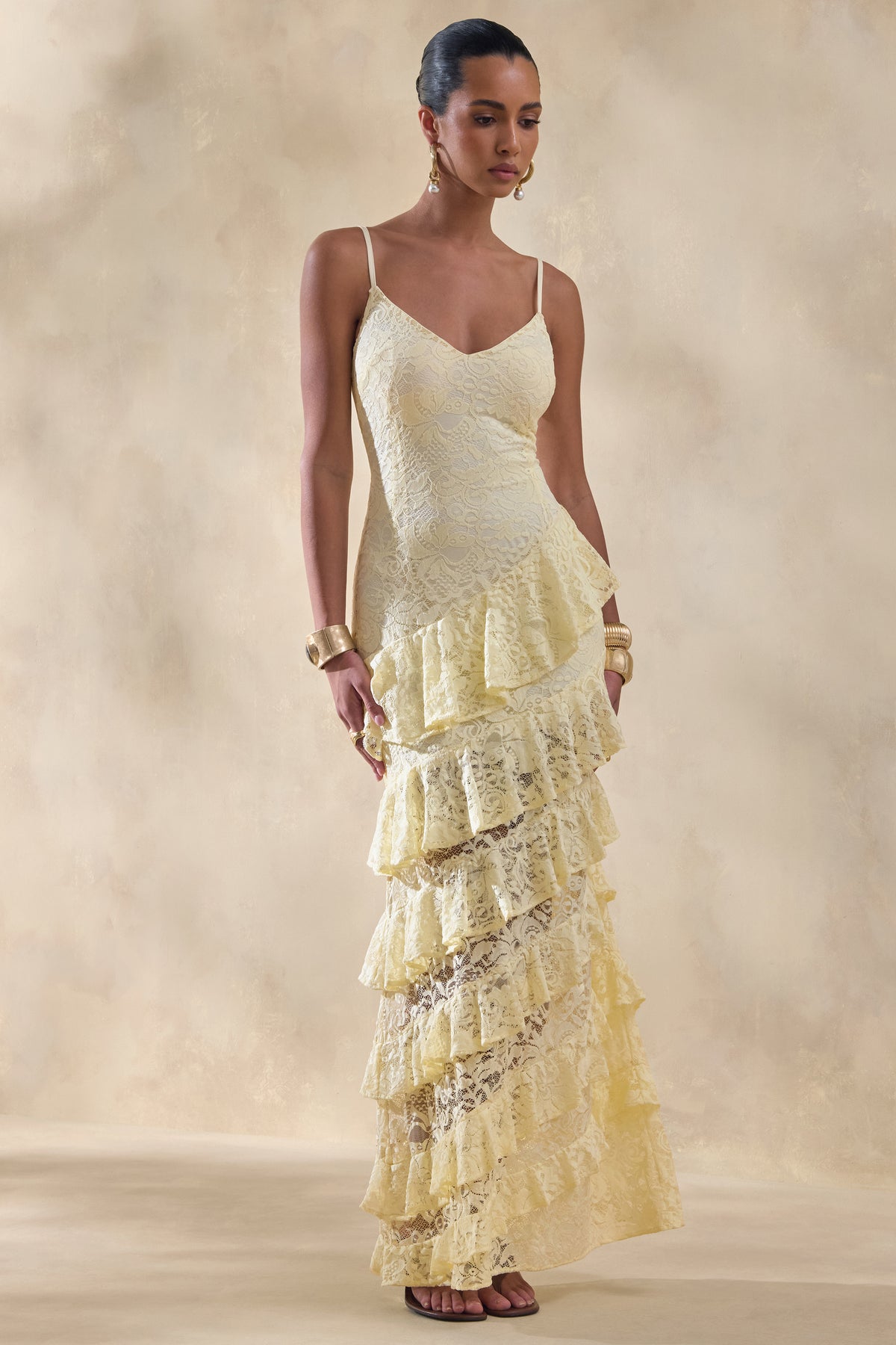 ECM_HR_CL137236121 - Avelisse | Lemon Lace Plunge-Neck Maxi Dress With Ruffled Detailing 4.jpg