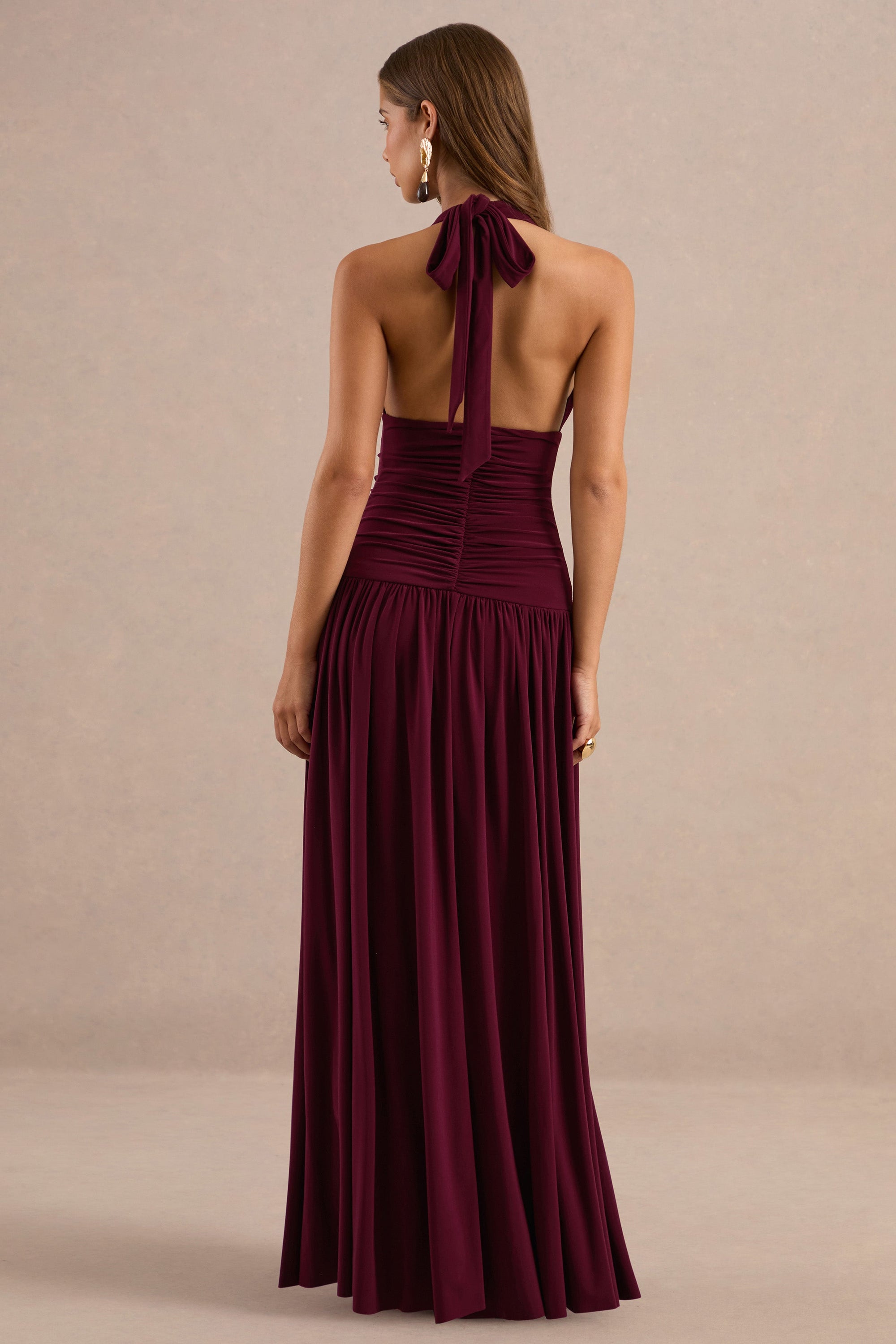 CL13728010206_ECM_HR_CL137280102_-_Bettina_Burgundy_Plunge-Neck_Maxi_Dress_With_Gathered-Detailing5