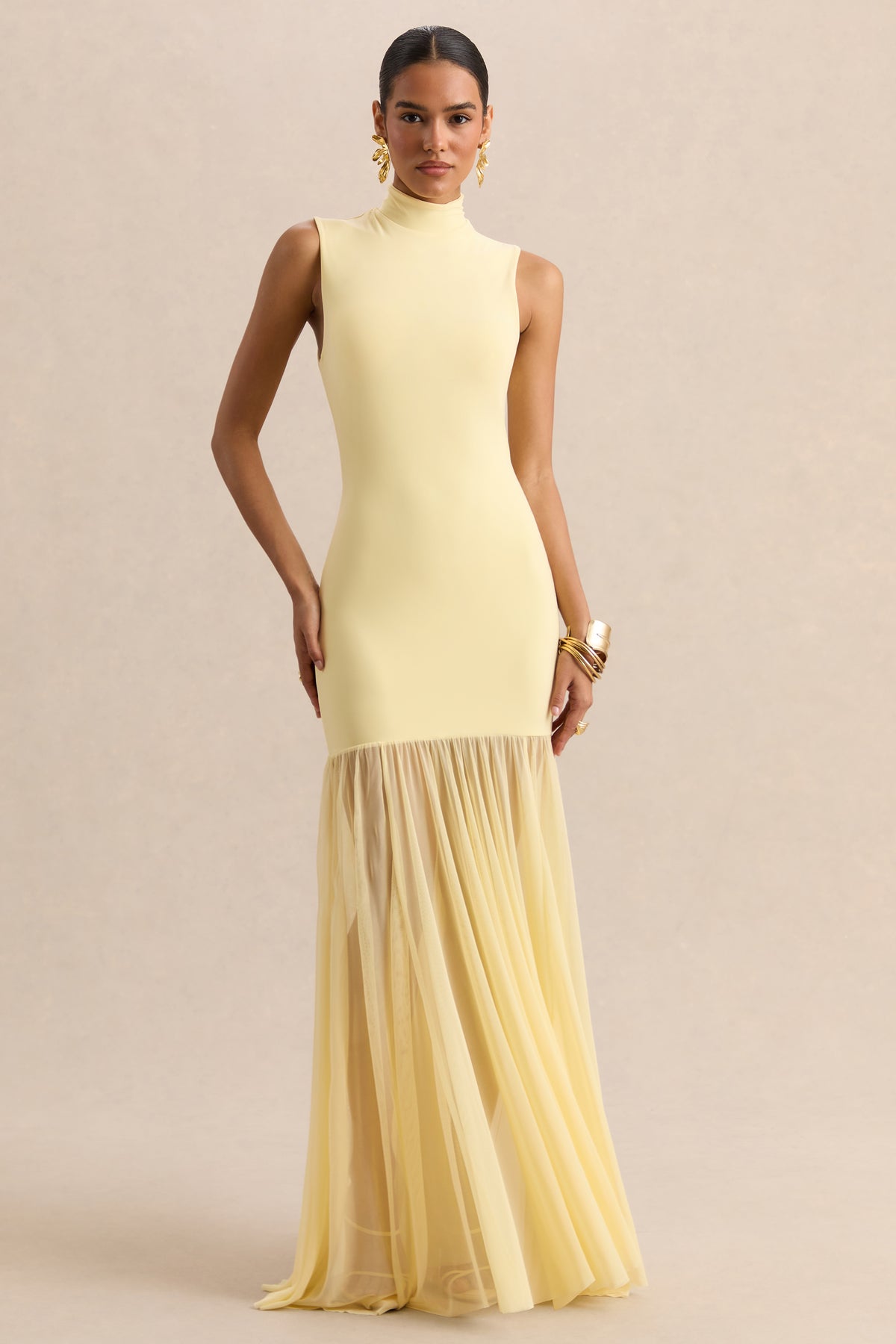ECM_HR_CL137295121 - Felina - Lemon High-Neck Maxi Dress With Sheer-Skirt 01_HERO.jpg