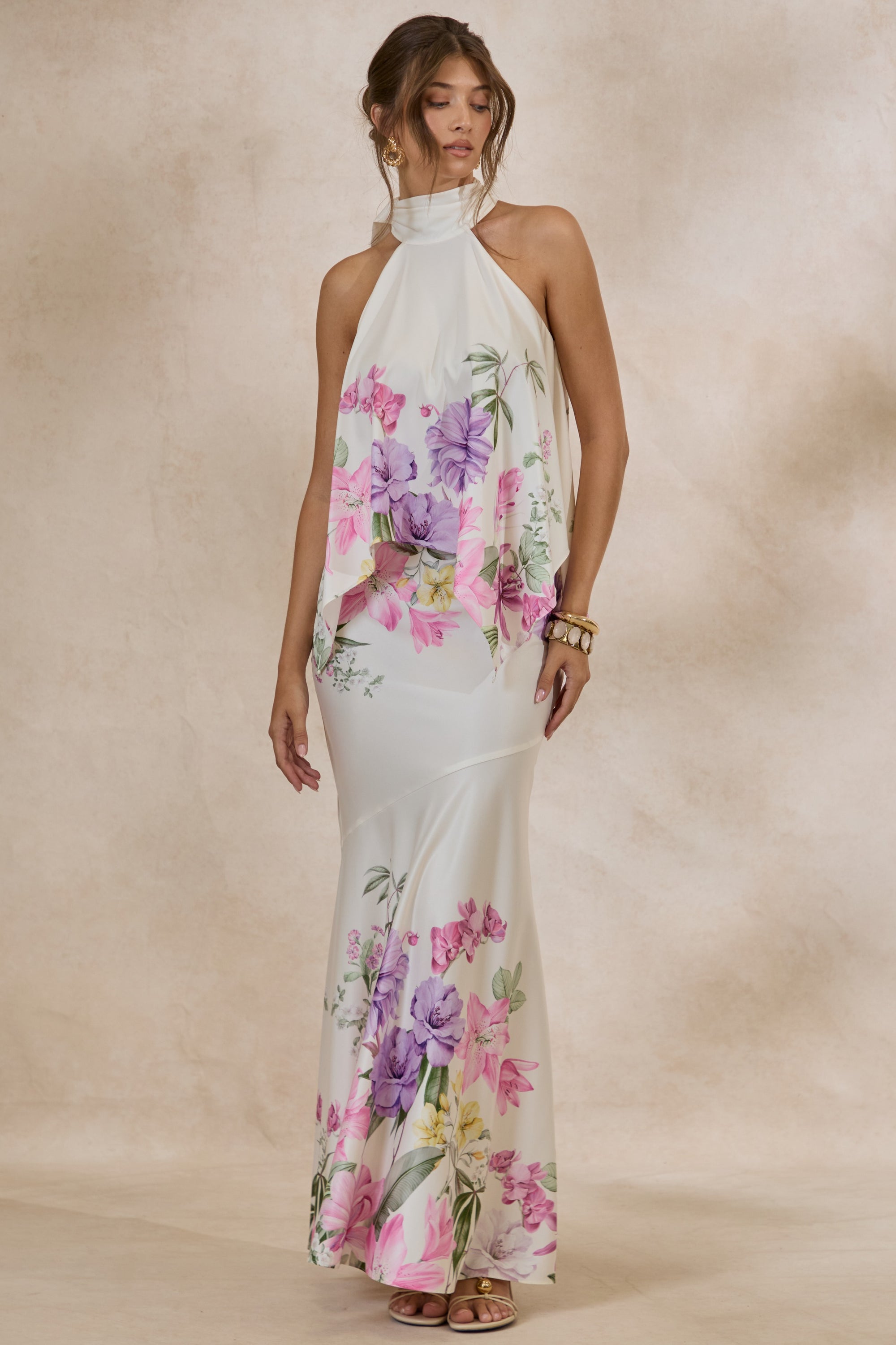 SANCELLE Vayla Cream Floral Print Matte Satin Asymmetric Drop-Waist Maxi Skirt COORD CL137649111 CL137321111.jpg