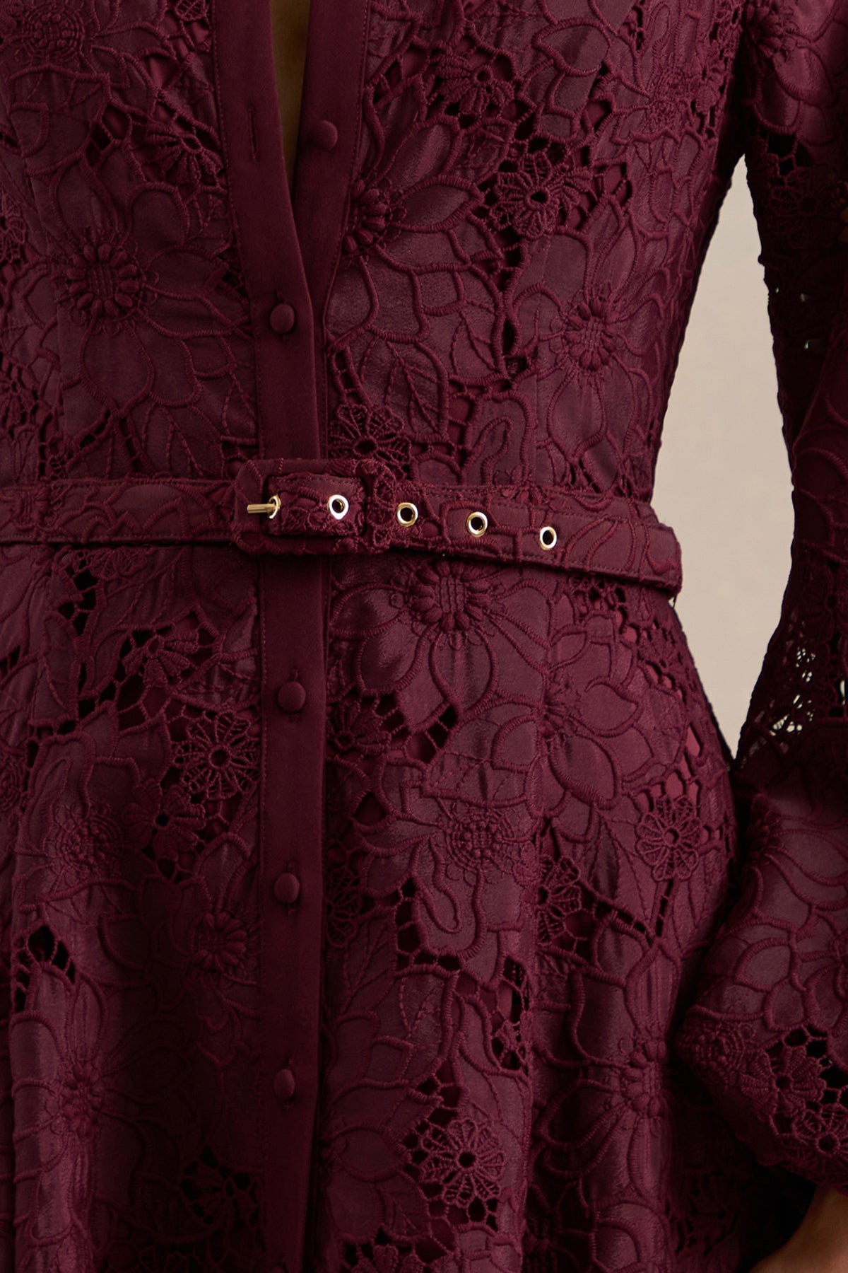 ECM_HR_CL137351102 - Jules _ Burgundy Broderie V Neck Long Sleeve A-Line Midi Dress With Belt Detail3.jpg