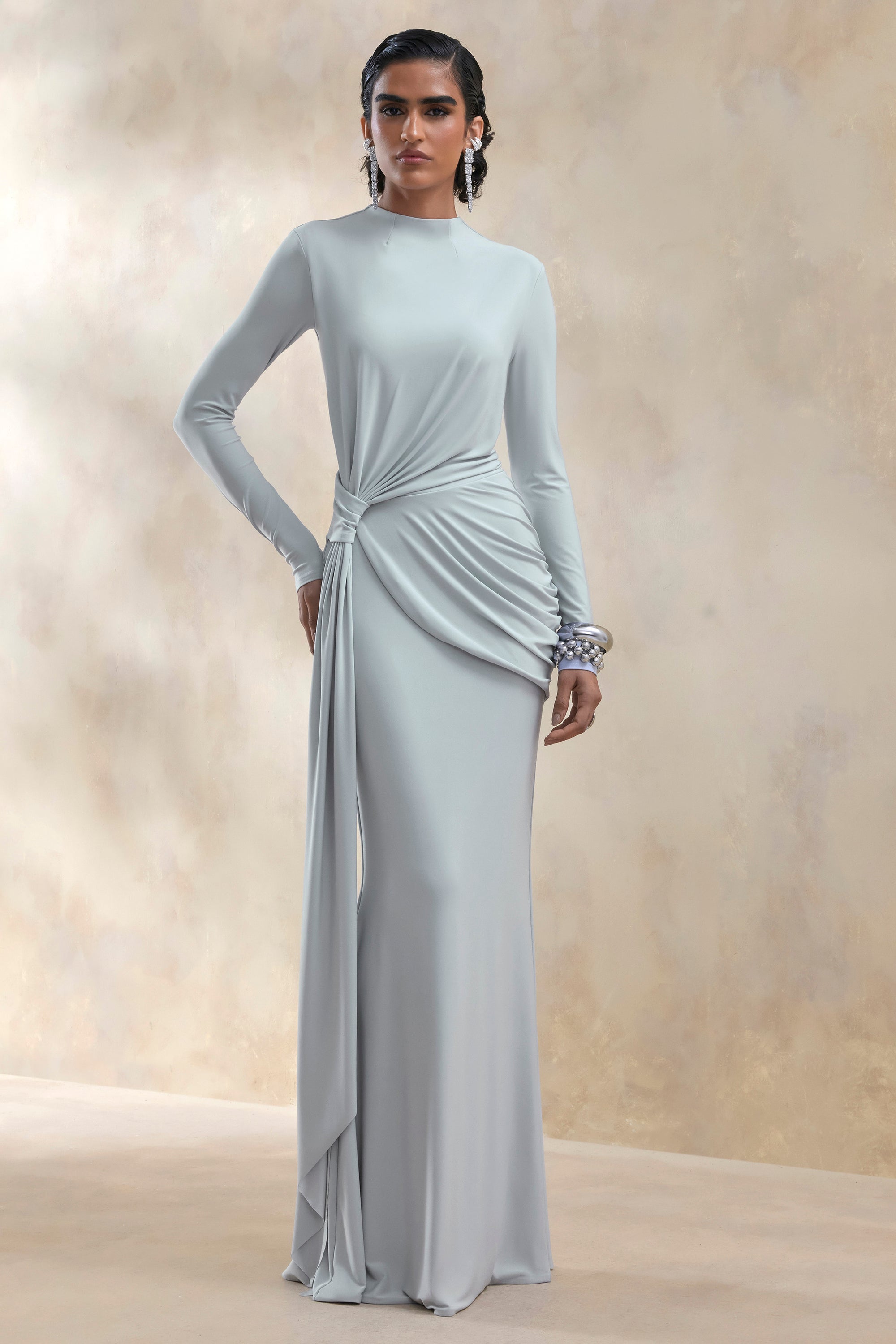 ECM_HR_CL137547016 - Kyrissa | Blue High-Neck Maxi Dress With Gathered-Detailing 1.jpg