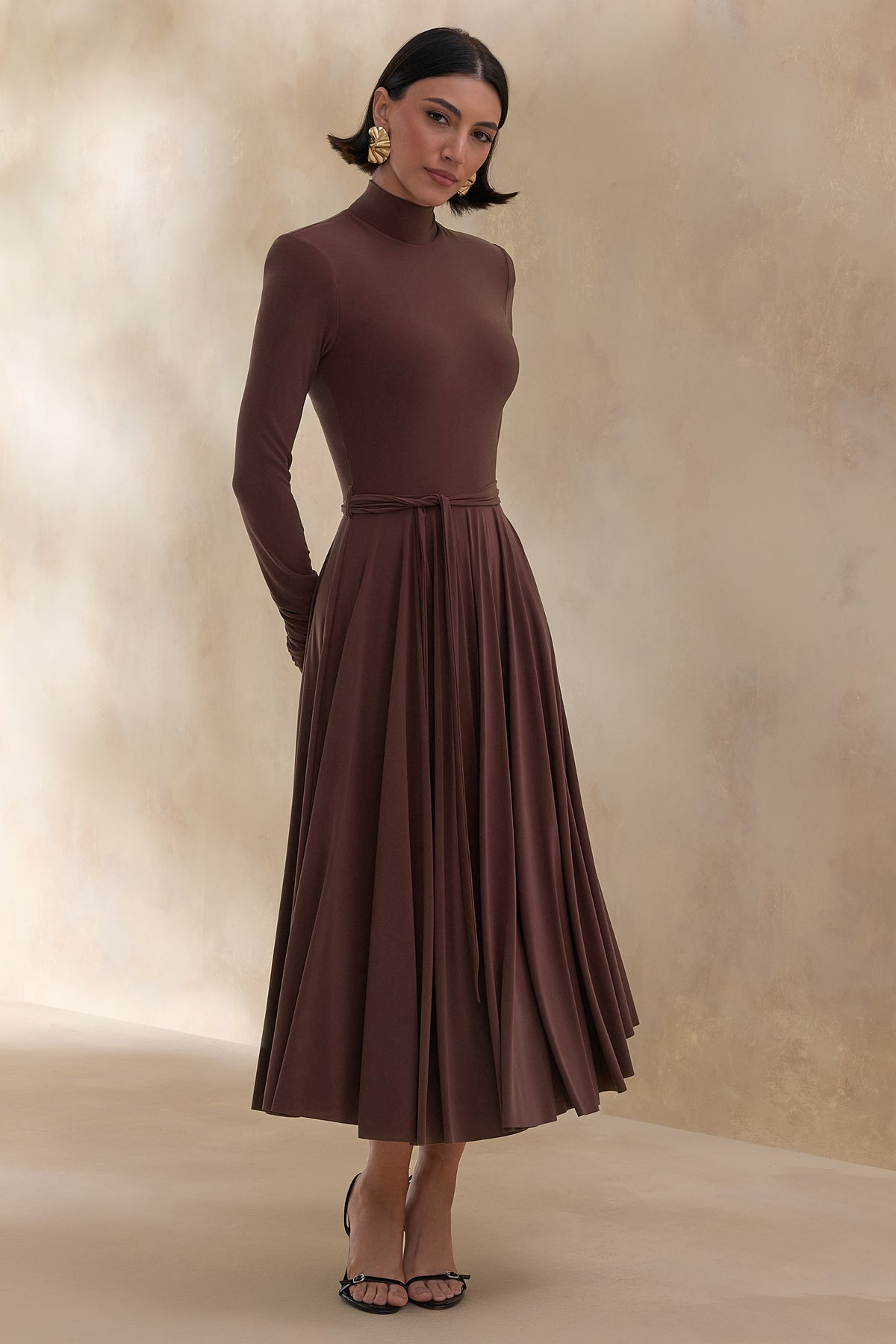 ECM_HR_CL137610022 Opalia | Brown High-Neck Belted Midi Dress 1.jpg
