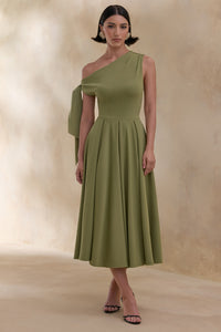 ECM_HR_CL137614031 Daring _ Olive Asymmetric-Neck Midi Dress With Knot-Detail0 (1).jpg