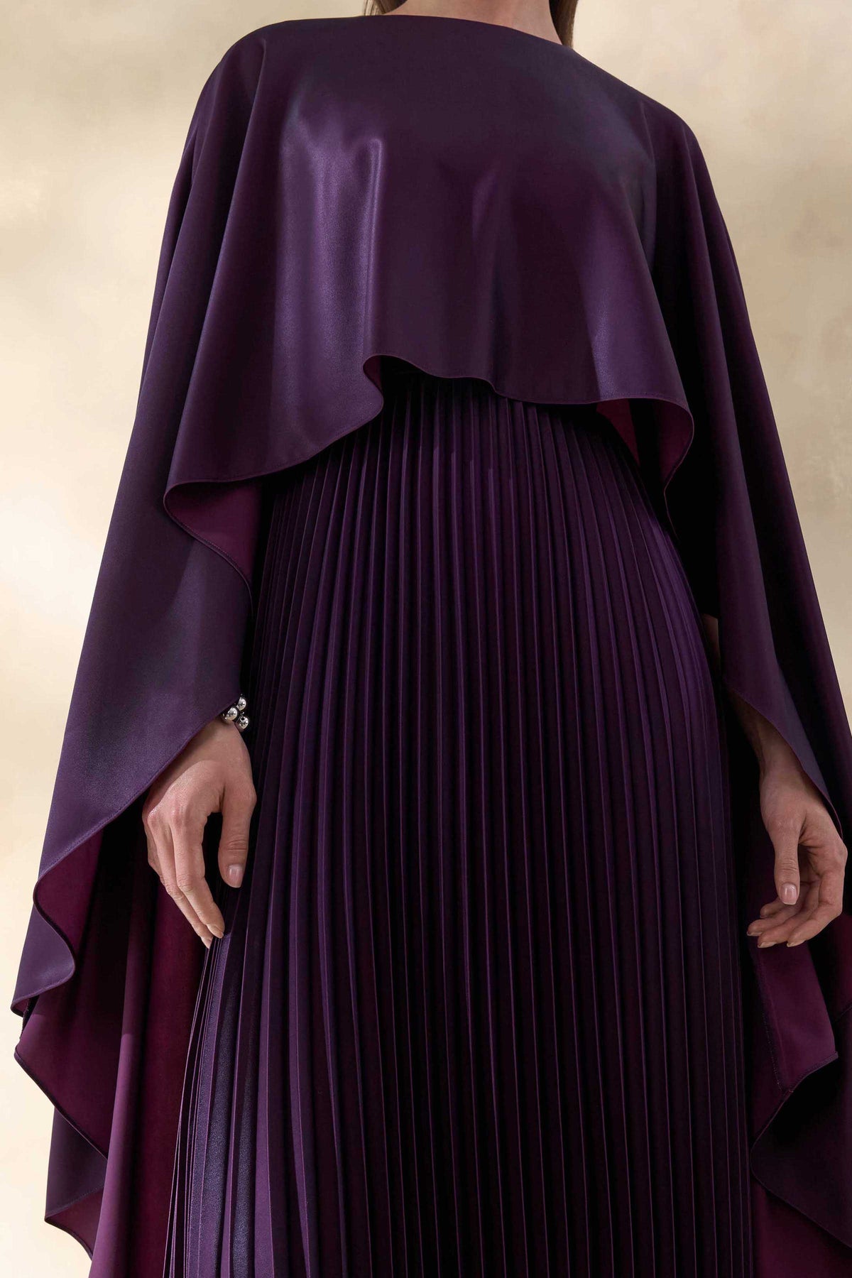 ECM_HR_CL137664090 - Loradia | Dark Plum Satin Round-Neck Maxi Dress With Cape-Sleeves And Pleated-Skirt 0.jpg