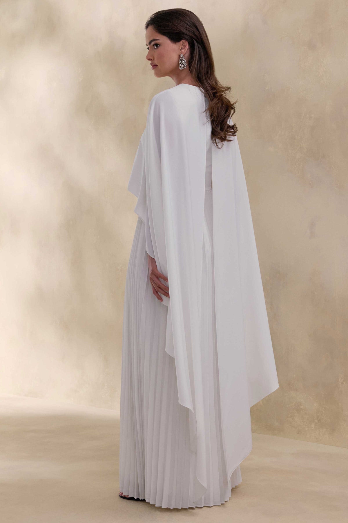 ECM_HR_CL137664111 - Loradia | Cream Satin Round-Neck Maxi Dress With Cape-Sleeves And Pleated-Skirt 5.jpg