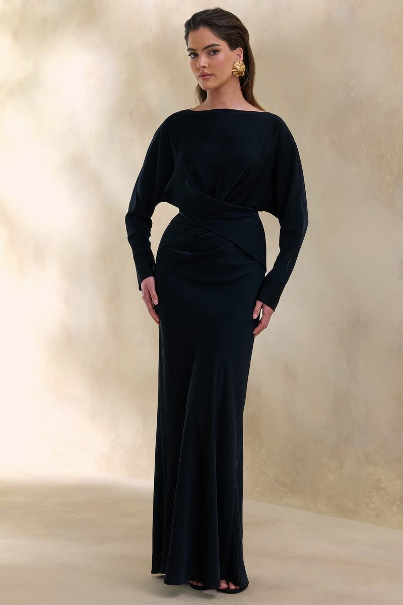 ECM_HR_CL137668001 - Elaria _ Black Satin Maxi-Skirt  2.jpg