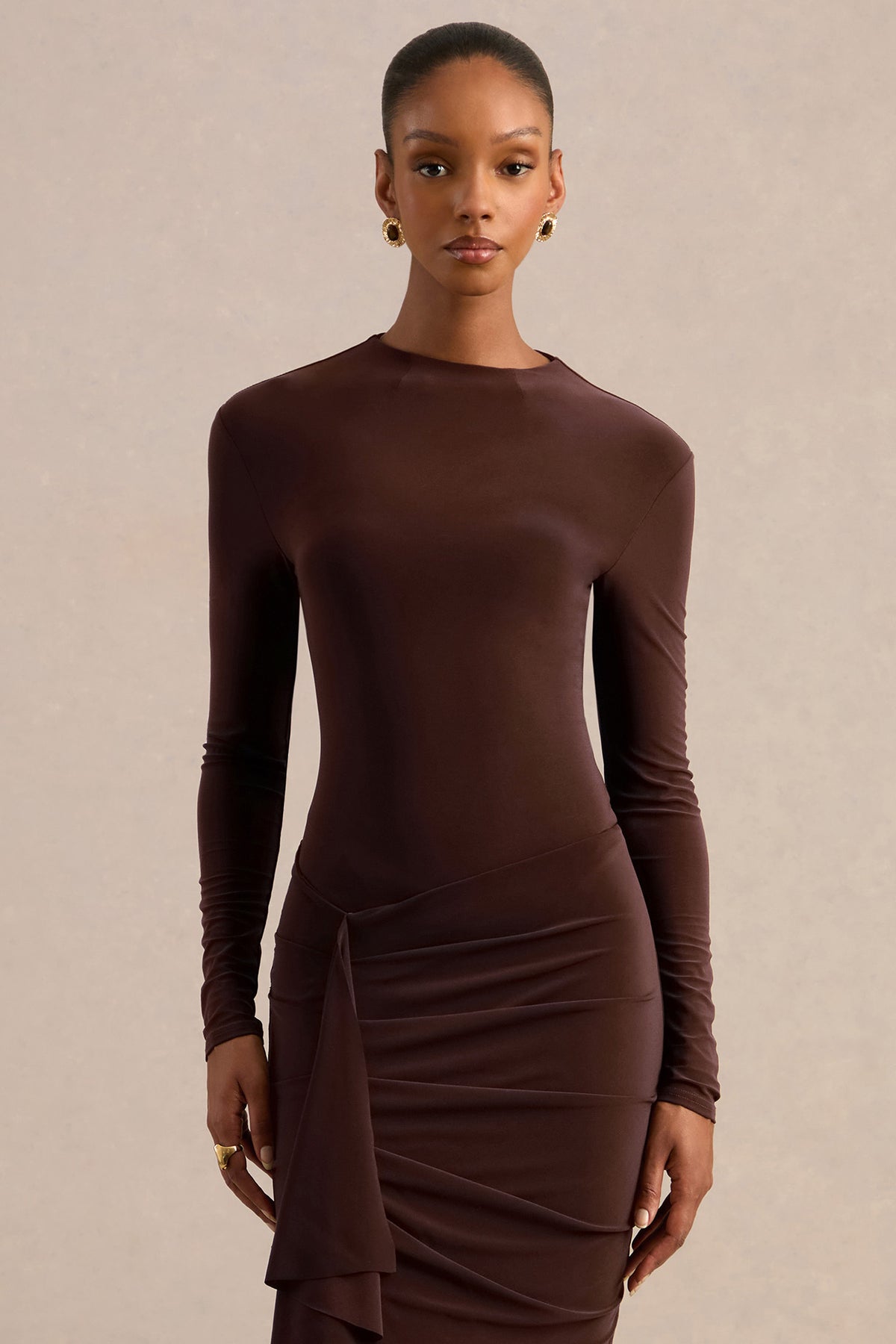 CL137816022 - Lorvia _ Brown High-Neck Bodysuit With Long-Sleeves0.jpg