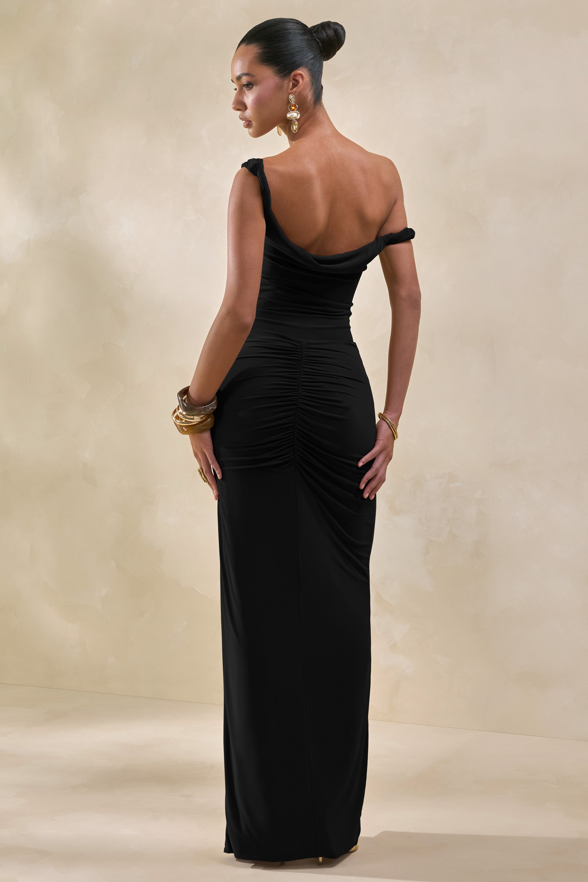 ECM_HR_CL137817001 -Kesia Black Twisted Asymmetric Bodysuit CL137833001 - Idris | Black Twisted Waist Maxi Skirt With Front Split_02.jpg