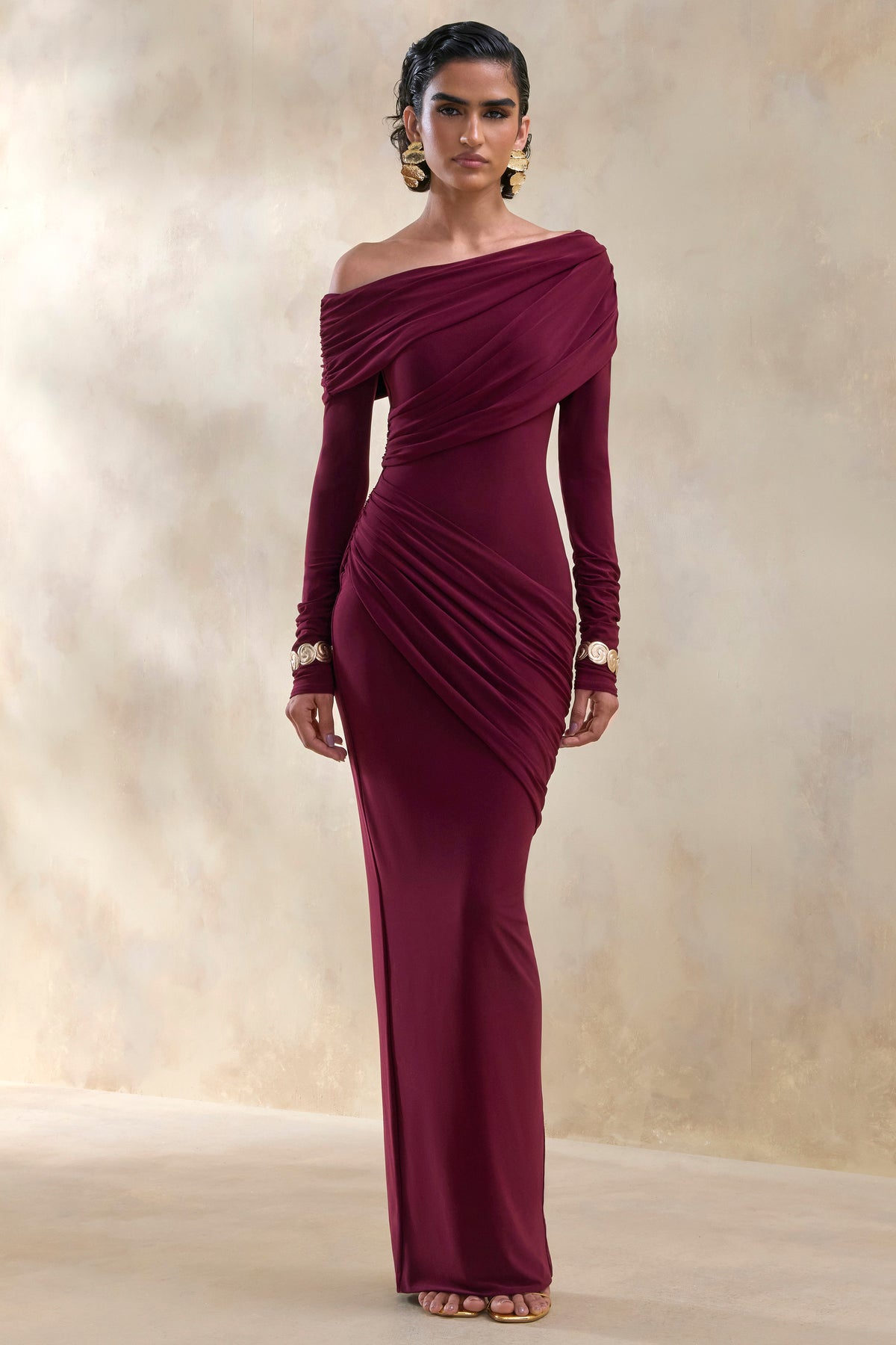 ECM_HR_CL137856102 - Rosirene _ Burgundy Asymmetric-Neck Maxi Dress With Draped-Detailing 0.jpg