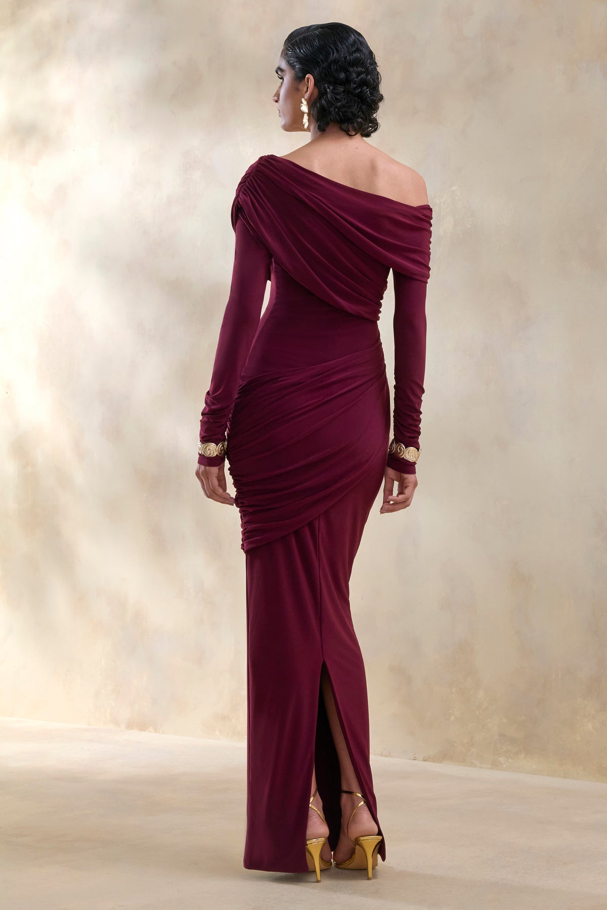 ECM_HR_CL137856102 - Rosirene _ Burgundy Asymmetric-Neck Maxi Dress With Draped-Detailing 3.jpg