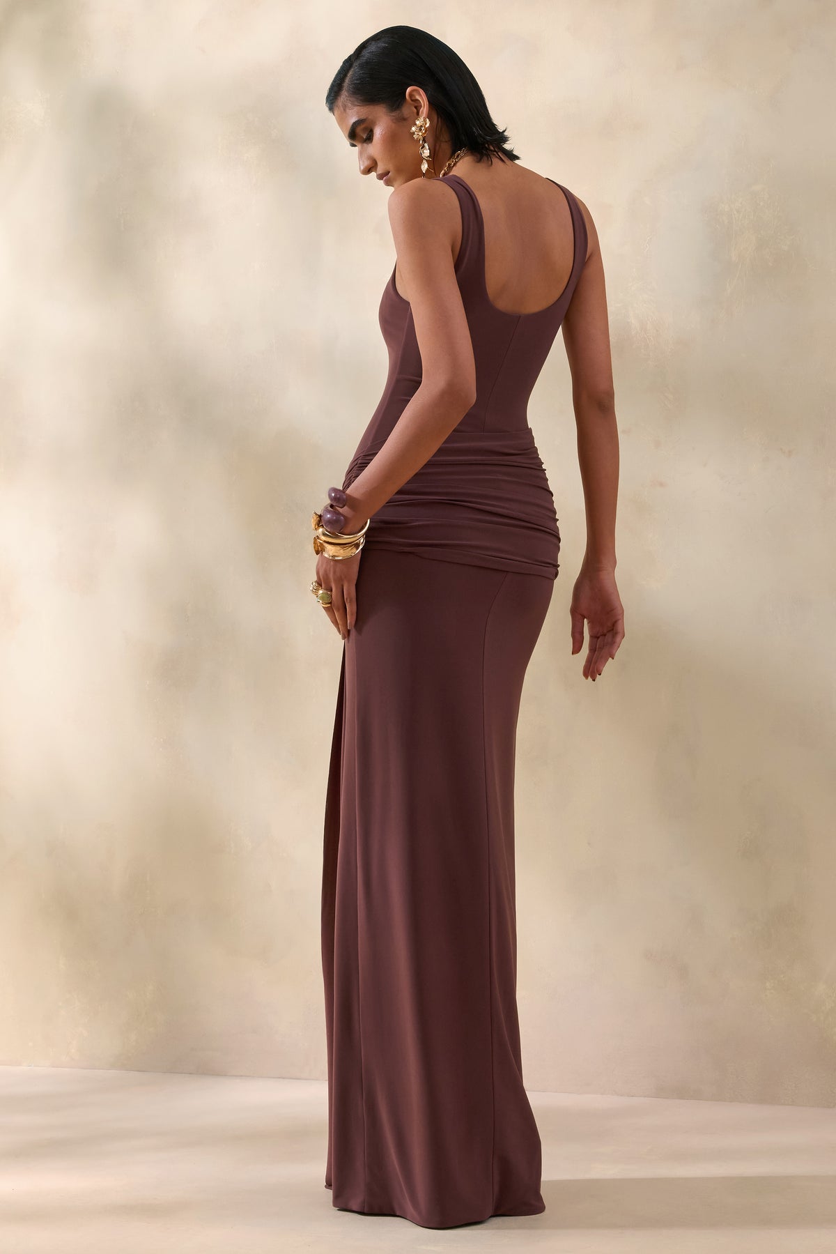 ECM_HR_CL137889021 -Lienna _ Brown Scoop-Neck Maxi Dress With Gathered-Detail And Sash 3.jpg