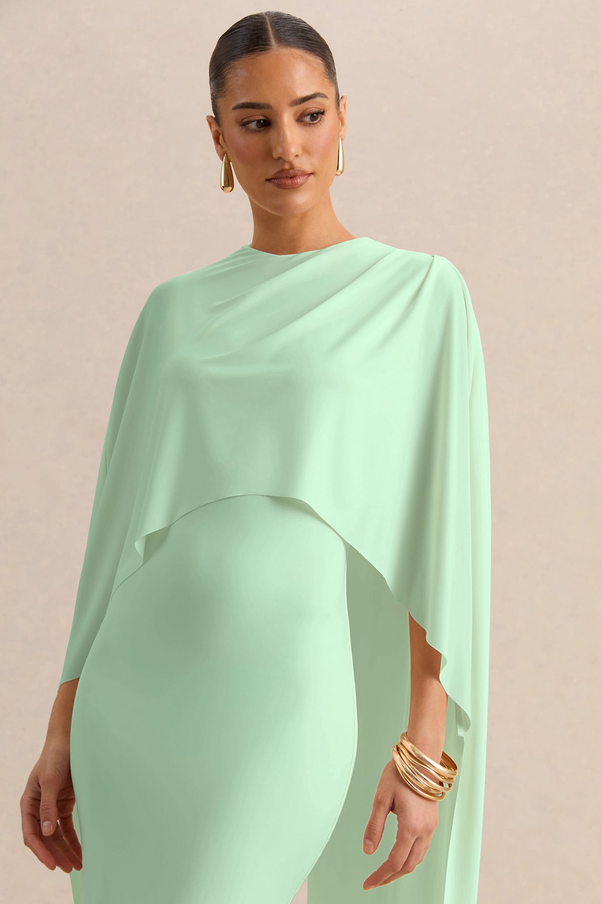 ECM_HR_CL137912037 - Luxalyn Green Round-Neck Midi Dress With Cape-Detail_03.jpg